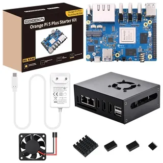 GeeekPi Orange Pi 5 Plus 8GB LPDDR4/4x Rockchip RK3588 8-Core 64-Bit Single Board Computer with eMMC Socket,OPi 5 Plus Metal Gehäuse,Official 5V 4A Netzteil,40mm Lüfter für Orange Pi 5 Plus