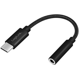 Logilink UA0398 - USB Typ-C auf 3,5-mm-Klinkenstecker Adapterkabel (Stecker/Buchse), Länge: 13cm