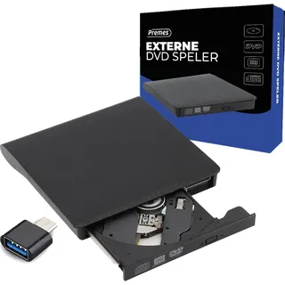 Premes Externer DVD-Player – Tragbarer USB 3.0 High-Speed-CD-Brenner – Externes Plug-&-Play-DVD-Laufwerk für Laptop und PC – Kompatibel mit Windows 11 und Mac OS