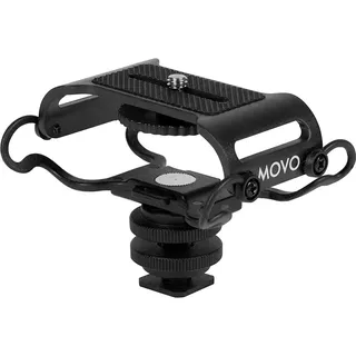 Movo SMM5-B Universal-Mikrofon und tragbare Recorder-Stoßdämpferhalterung – passend für Zoom H1n, H2n, H4n, H5, H6, Tascam DR-40x, DR-05x, DR-07x und andere mit einer 1/4-Zoll-Befestigungsschraube