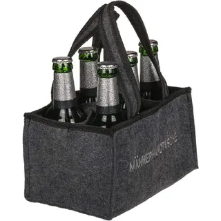 mucplants Männerhandtasche Bier Herrenhandtasche aus Filz mit 6 Fächern für Bierflaschen, grau
