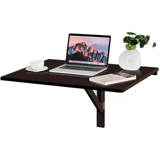 Wandtisch Klappbar, Wandklapptisch , 80x60cm, Klapptisch Aus Holz Braun - Costway