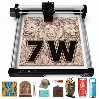ATOMSTACK Swift 7W Laser Graviermaschine Lasergravierer Für DIY-Chargenanpassung Serie Laserschneider 0,01 mm Hochpräzise Laser Cutter Gravurfläche 300 × 300 mm (Schwarz, SWIFT 7W)