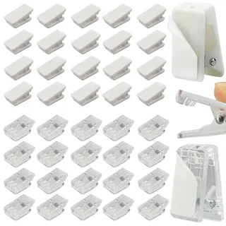 40 Stück Klebrige Federclips,Selbstklebende Federklammern,Selbstklebend Wandclips Deko,weiß und Transparente Klebeklammern Kunststoff Fotoclips Wandclips für Büro Zuhause Schule Fotodokumente