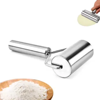 Nudelholz Edelstahl, Teigroller Klein für Mürbeteig, Handgefertigtes Teigroller Edelstahl, Kleine Nudelhölzer, Teigroll Für Pizza, Kuchen, Teig, Fondant, Das Perfekte Küchenwerkzeug,Rolling Pin