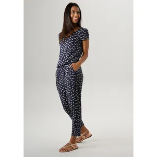 Aniston SELECTED Jumpsuit mit Palmen bedruckt, Gr. 40 N-Gr, dunkelblau-weiß, , 75556713-40 N-Gr