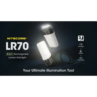 Nitecore NC-LR70 LR70 LED Camping-Leuchte 3000lm akkubetrieben 271g Schwarz