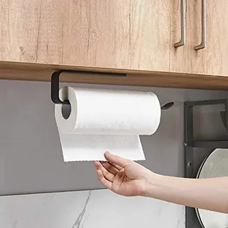 Küchenrollenhalter ohne Bohren, Küchenrollenhalter Schwarz, Papierrollenhalter aus Aluminium, Küchenrollenspender Küchenrollen Halter Wand Aufbewahrung Organisator