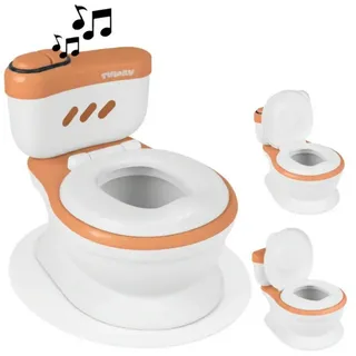 Twinky Twinky® Töpfchen für Kinder und Baby – 3-in-1 Toilettentrainer mit Musik und Spültaste – Toilettensitz mit Deckel und WC-Rollenhalter - Braun