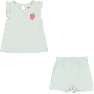 huggies babywear Bluse & Shorts HUGGIES BABYWEAR "HUGG 2PC SETS", Mädchen, Gr. 4 (9M/74), grün (milky grün), Web, Obermaterial: 100% Baumwolle, bestickt, unifarben, KOB Set-Artikel, mit Stickerei