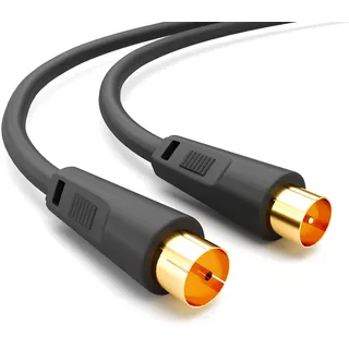 HB-DIGITAL 3,75m Antennenkabel IEC-Stecker auf IEC-Buchse Anschlusskabel BZT-CE-geschirmt 100dB 128-er Geflecht Koaxial Kabel HDTV 1080p UHD 8K 4K vergoldet DVB-T/T2 DVB-C/C2 Radio DAB DAB+ Schwarz