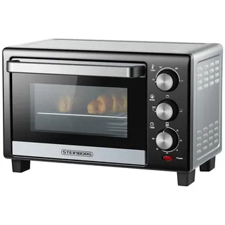 STEINBORG Minibackofen SB-3017, 15 Liter,mit Krümelblech,1200 Watt schwarz|silberfarben