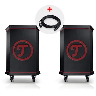 Teufel ROCKSTER Stereo Set Großer Bluetooth Lautsprecher - Mobiles Event Sound System mit Rollen, 450 W, mit Langer Akkulaufzeit, 2-Kanal DJ-Mischpult, Powerbank-Funktion, Robust Party Speaker