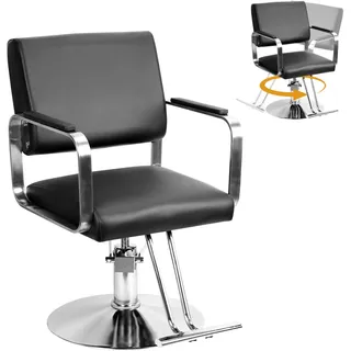 ulafbwur Hydraulischer Friseurstuhl für Barbershop & Salon – Höhenverstellbar & 360° Drehbar, PU-Leder-Oberfläche,Bedienungsstuhl belastbar bis 150kg, Ideal für Barbershop, Salon ﻿ (Schwarz)