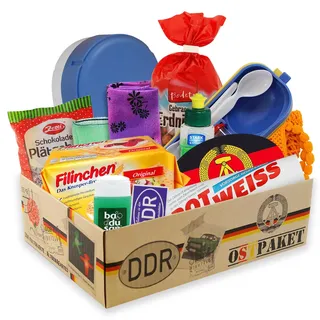 Ostpaket Kultprodukte klein mit 12 typischen Produkten der DDR Geschenkidee Spezialitäten Spezialitätenpaket Intershop Ostprodukte Geschenkset