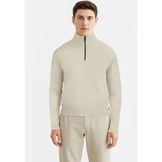 Strickpullover BOSS ORANGE "Kwinter", Herren, Gr. XXL, light beige271, Strick, Obermaterial: 40% Schurwolle, 40% Wolle, 20% Polyamid, unifarben, relaxed fit normal, hoch geschlossener Ausschnitt, Bündchen, Pullover Strickpullover, Troyer-Kragen, Rippstrick, relaxed fit