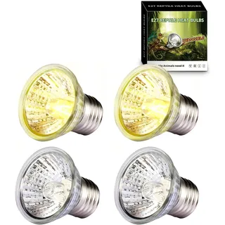 PewinGo 4 * 50W UVA UVB Glühbirne für Wärmelampe Schildkröten, Birne Reptilien Heizung, E27 UV Lampe Terrarium für Reptilien/Eidechsen/Schlangen/Küken
