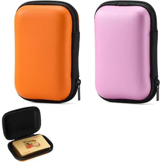 2er Set Spielkarten Box - Schutz Etui für Outdoor Spiele, Rosa & Orange