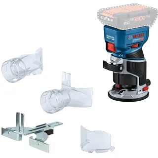 Bosch GKF 18V-8 Akku-Kantenfräse mit Spannzange, Parallelanschlag, 2x Saugadapter, Spanschutz
