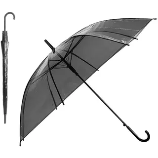 PrzydaSie Durchsichtiger Regenschirm Stockschirm Taschenschirm Hochzeitsschirm Transparente Automatik Regenschirme Eleganter Breite 93cm Höhe 71,5cm Schwarz