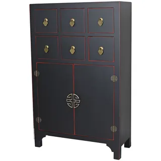 Asia Schrank Schwarz Hochkommode China Möbel chinesischer Hochzeitsschrank mya043 Palazzo Exklusiv