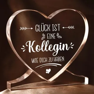 Geschenk Kollegin – Herz-Acryl-Deko mit Spruch – schönes Geschenk für Kollegin zum Abschied, Geburtstag oder als Dankeschön – Abschiedsgeschenk Kollegin, Geschenke zum Jobwechsel