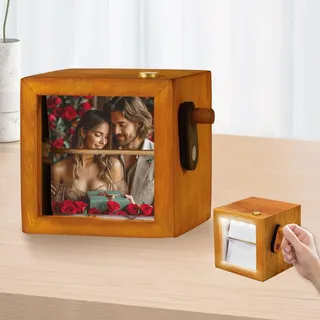 Foto Flipbook Rahmen Fotorahmen, Flipbook mit Handkurbel, Fot0 Flipbook Box mit Licht, Personalisierte F0to Flipbook, Handkurbel-F0toalbum, Fot0-Flipbook für Valentinstag, Weihnachten, Muttertag (B)