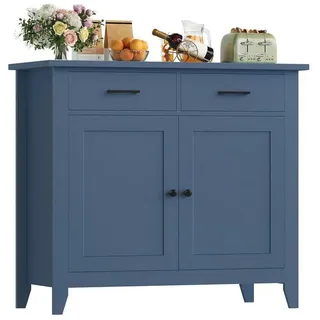 LuxusKollektion Küchenbuffet Küchenschrank Sideboard Schubladen 2 Türen 2 Holz Blau
