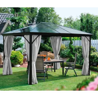 LECO XL Alu Garten Pavillon 3x3,65 Hardtop Set Profi Partyzelt inkl. Seitenteile