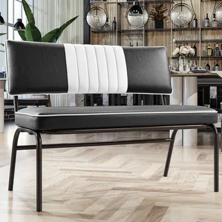 GGM Möbel Dinerbank | Schwarz | B:H 110 x 48 cm | Gestreift | Leder | American Diner Möbel