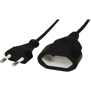 McPower Euro Verlängerungskabel, Eurostecker auf Eurokupplung, schwarz - Länge: 2,0m