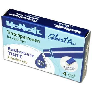 McNeill 4er-Pack Tintenpatrone Ghost Pen radierbare Tinte blau