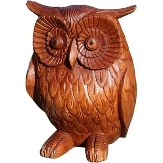 Wogeka Tierfigur massive Eule Holz Figur Dekoration Tier Statue