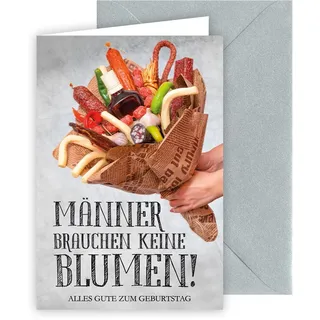 KE - Lustige Geburtstagskarte für Männer, Glückwunsch mit Humor, DIN B6 Klappkarte inklusive Umschlag, Männer Grußkarte - Motiv: Männerstrauss