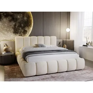 GRAINGOLD Cloud 200x200, Polsterbett ohne Bettkasten, mit Stauraum, Samt, mit Lattenrost, mit Kopfteil, ohne Matratze Beige 200x200, Polsterbett