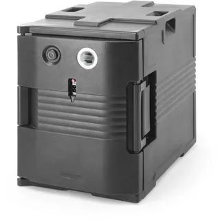 HENDI Thermobox, AmerBox, elektrisch, mit Heizfunktion, für 12x GN1/1 Behälter, Temperaturbereich: bis 68°C, Stapelbar, Transportbox, Isolierbox, Warmhaltebox, 230V/200W, 477x680x(H)620mm, HDPE