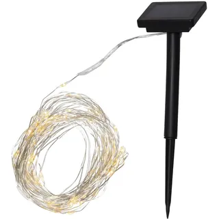 Star Trading Lichterkette Kunststoff 19 m 200 LEDs warmweiß inkl. Dämmerungssensor silber