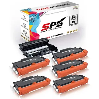 5X TN2220 Toner Schwarz + 1x DR2200 Trommel kompatibel für Brother FAX 2845 Brother DR2200 Brother TN2220 FAX 2840 FAX 2840C FAX 2845 FAX 2940