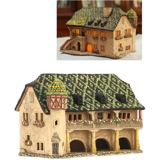 Midene Aroma Lichthaus Keramik Weihnachtshaus, Lichthäuser Weihnachtsdorf, Teelichthaus, Handarbeit Künstlerisches Nachbildung des historischen Hauses Zollhaus in Colmar, Elsass, Frankreich C373AR*