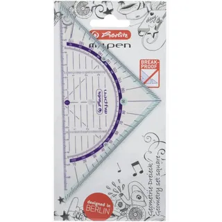 Herlitz Geometriedreieck 16 cm Blau/Rot/Transparent/Gelb