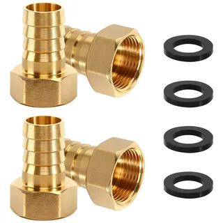 4 Stück 3/4 Zoll Schlauchanschluss Messing Schlauchtülle 19mm Schlauchanschluss Widerhaken 3/4 Zoll Innengewinde Schlauchverschraubung für Wasser Öl Gas Rohrverbindungen