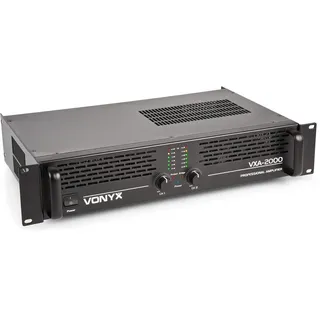 Vonyx VXA-2000 PA Endstufe HiFi 2000 Watt PA Verstärker mit Brückenschaltung, 2x1000W Stereo Amplifier, SMT-Technologie, 19 Zoll Rack fähig, 6,3 mm Klinke, RCA Cinch, NL2, 4 & 8 Ohm - Schwarz