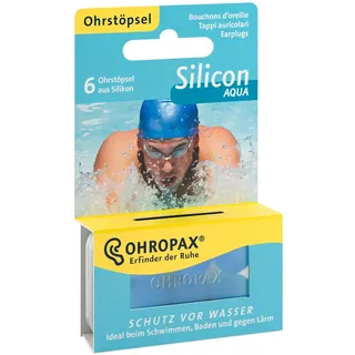 Ohropax SILICON AQUA Ohrstöpsel - 1x 6 Stück - Wasserfeste Vor-Ohr-Stöpsel aus hautfreundlichem Silikon - Zum Schutz vor Wasser beim Schwimmen - wiederverwendbar