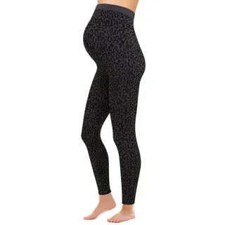 Herzmutter Umstandsleggings Leo Muster - Schwangerschaftsleggings Leopard (1-tlg) Dehnbar grau M/L
