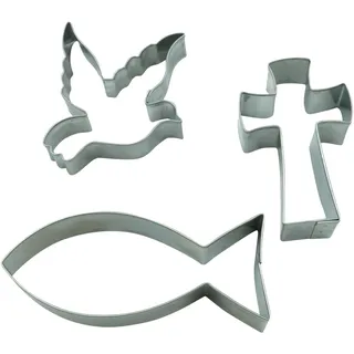 BekkiB - 3er-Set Ausstecher "Christentum" - Keksformen für religiöse Anlässe - Spülmaschinengeeignete Ausstechformen aus Edelstal - Perfekt für Plätzchen & Tortendeko​ - 998464