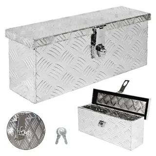 Trucky Truckbox, Deichselbox Aluminium, Anhängerbox 15 Größen, Werkzeugkiste mit Schloss und Schlüssel, stabil und wasserdicht, Boxentyp:D015 (50 x 14 x 20 cm)