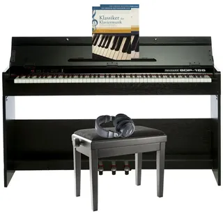 keymaXX E-Piano Set, SDP-155, Schwarz, 88 Tasten, Hammermechanik, 128-stimmige Polyphonie, inklusive Klavierbank, Kopfhörer und Notensammlung