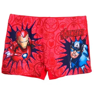 Marvel Avengers Badehose Jungen Kinder Badeshorts Iron Man Captain America (DE/NL/SE/PL, Numerisch, 140, Regular, Rot) - 140