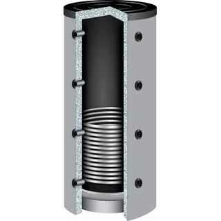 TWL Technologie 300 Liter TWL Pufferspeicher 90° PR-300 1 Wärmetauscher 100mm Isolierung
