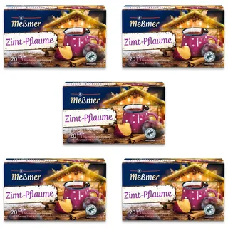 Meßmer Zimt Pflaume | 5x Zimtpflaume Vorteilspaket | 100 Teebeutel | Früchtetee mit Zimt und Pflaume-Zimt-Aroma